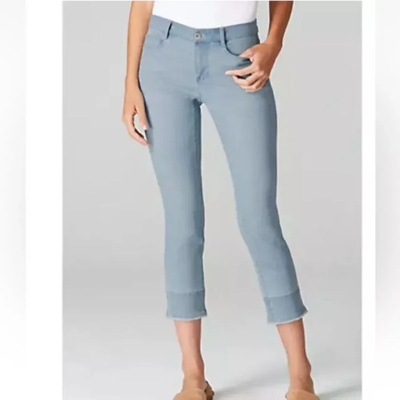 J. Jill Denim - J.Jill Authentic Fit Crop Pants Jeans with Fringe Oxford Wash Blue Size 10P